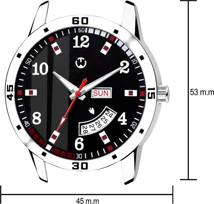 Image of Men's Analog wristwatch, Silver Stainless Steel Strap Blue Day & Date Dial, Water Resistant, Formal & Casual Wear, Gift Watch for Men