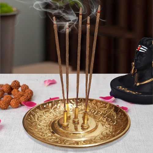 Pure Source India Handcrafted Brass Incense Holder – 5 Stick Burn...
