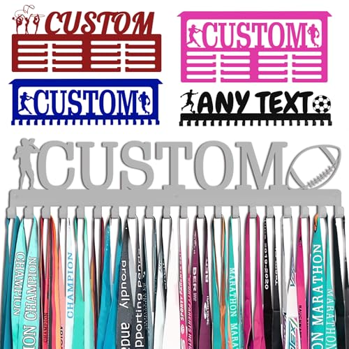 Xiuyours Suporte medalhas personalizado de prata medalhas com nome logótipo personalizável pendurar medalhas criança presente personalizado suporte para medalhas futebol Running ginásio balé