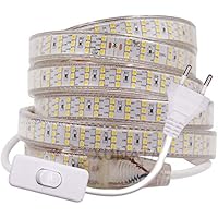 XUNATA 2m 220V Tira LED SMD 2835 Blanco Frio, Super Brillante (276 LED/m) Luz de cuerda LED Flexible, IP67 Impermeable para escalera cocina interior Decoración