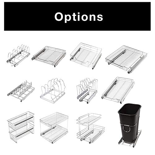 Smart Design 1-Tier Shelf Pull-Out Cabinet Organizer - Large - Roll-Out Extendable Sliding Drawer - Steel Metal - Holds 100 lbs. - Kitchen (18 Inch x 18-35) [Chrome] - Thumbnail 7