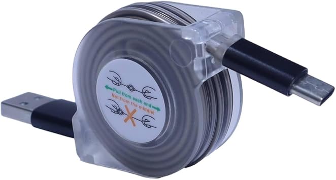 BoxWave Cable Compatible with Jamstik Studio MIDI Guitar - miniSync - USB-A to USB Type-C, Retractable Cable 5 Pre-Set Lengths Avoid Tangles