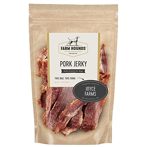 Farm Hounds Premium Pork Jerky For Dogs, 100% Made From Humanely-Raised Pork, Dog Jerky Treats, Healthy Delicious Dog Trainer Dehydrated Pork Jerky Tenders, Made In Usa #TOP3