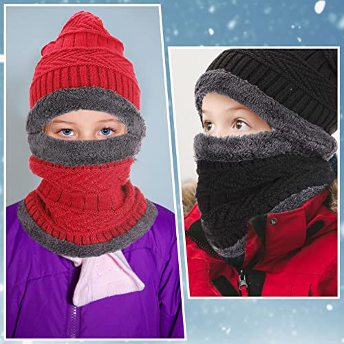 12 Pcs Kids Winter Hat Glove Scarf Sets Kids Beanie Cap Touch Screen Gloves and Warm Circle Neck Scarf for Toddler Boys Girls4