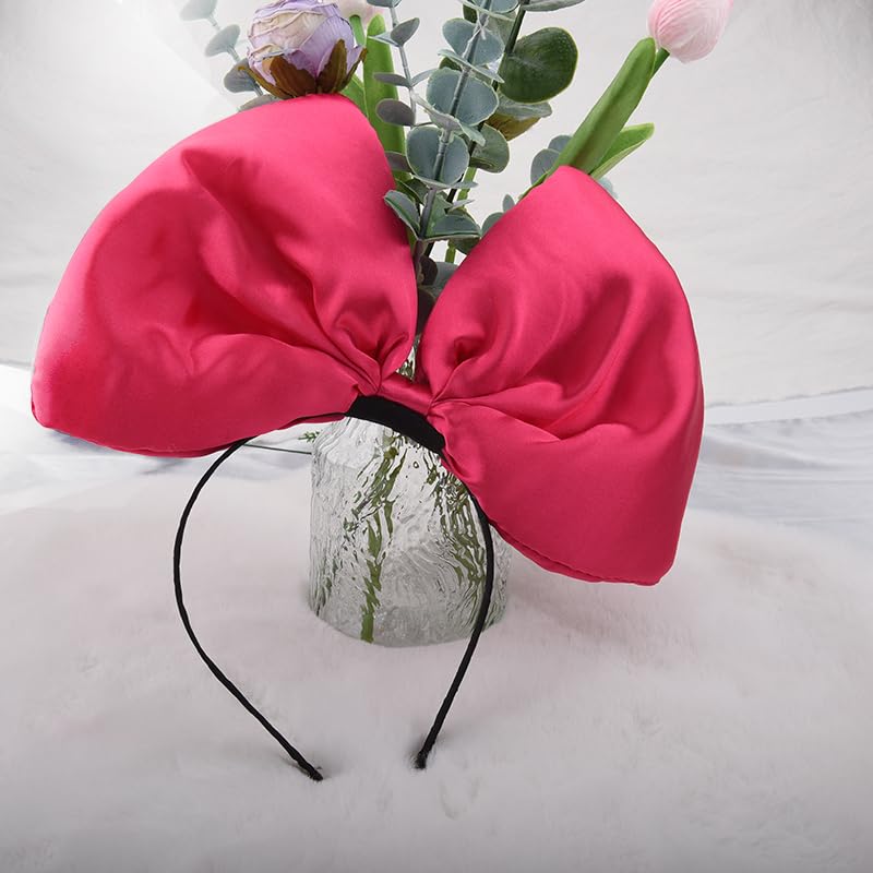 Huge Bow Knot Headband Pink Bowknot Headband for Christmas Hair Bands for Women Halloween Cosplay Accessories for Women Halloween Costumes for Party Knot Bow Headbands for Women's Hair - Image 3