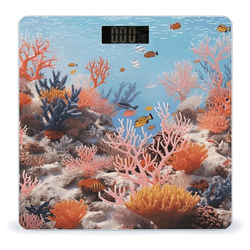 Báscula digital Coral Reef para baño 26x26 cm vidrio templado miniatura 1