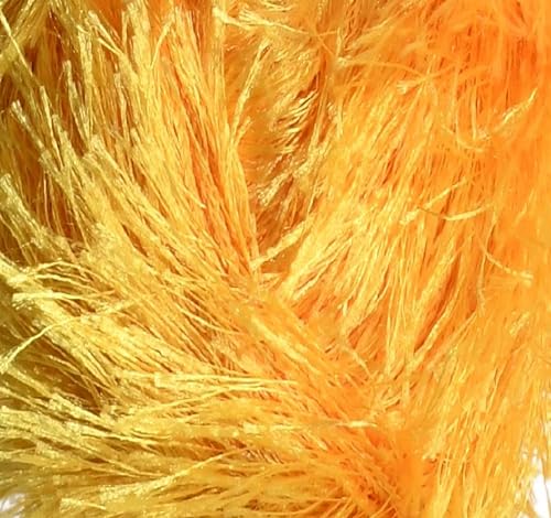 Image of Eyelash Fun Fur Yarn Premium 100% Polyester 164 Yds (150 Mt), 3.53 Oz (100 Gr) Colorful Crochet Yarn Dıy Hand Knitting (Yellow, 3 Skein)