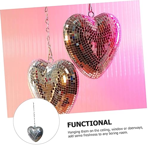 Bola espejada en forma de corazón decorativa para colgar, interior y exterior, para fiestas miniatura 4