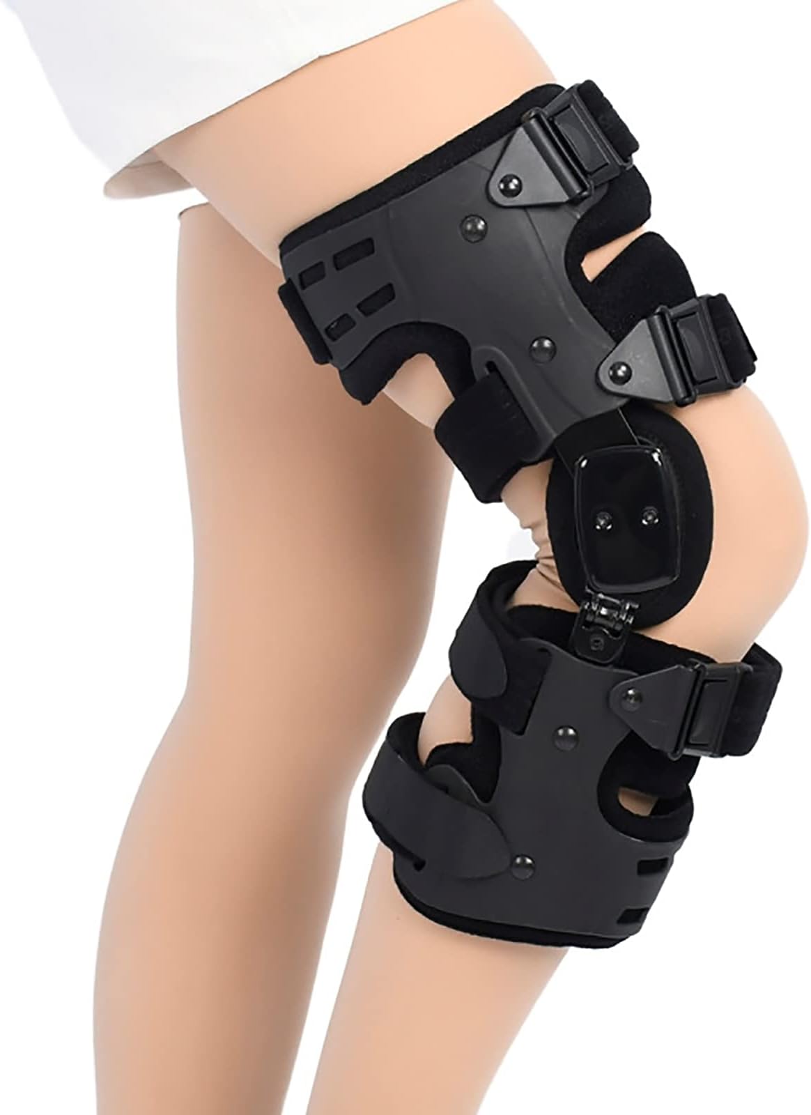 Hinged Knee Brace, Adjustable Post Op Knee Support Immobilizer, Leg Fixed Brace, for Joint Injuries and Ligament Injured, Orthopedic Rehab