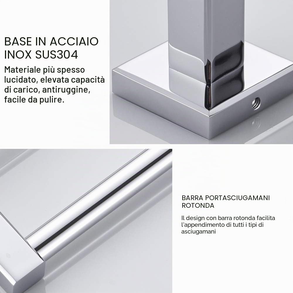 Portasciugamani multifunzione SUS304 in acciaio inox porta asciugamani da parete con doppio portasciugamani per il bagno