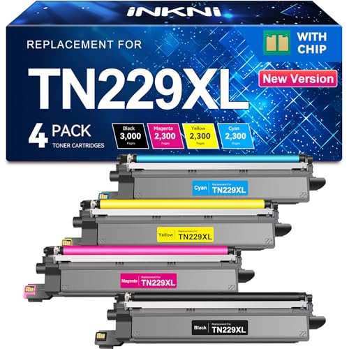 Image of InkNI Compatible TN229XL Toner Cartridges Replacement for Brother TN229XL TN-229XL TN229 XL to use with MFC-L3780CDW MFC-L3720CDW HL-L3280CDW HL-L3220CDW HL-L3300CDW Printer (TN229XLBK /C /M /Y-4 Pack)
