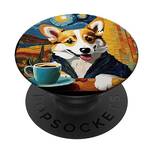 Me encanta el café y a mi mamá y papá Corgi les encanta el dueño de un perro galés PopSockets PopGrip Intercambiable