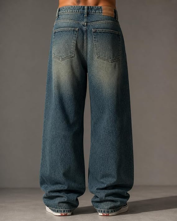SANEDI Whisker Green Baggy Jeans for Men - Image 6