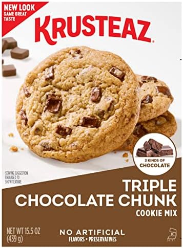 Krusteaz Triple Chocolate Chunk Cookie Mix, Bakery Style, 3 Kinds of Chocolate, 15.5 Oz Boxes (Pack of 12)