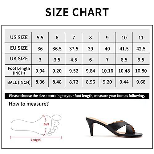 Greatonu Women's Square Toe Summer Heels Mules Cross Strap Slip On Kitten Black Heeled Sandals Size 7 Us #TOP6