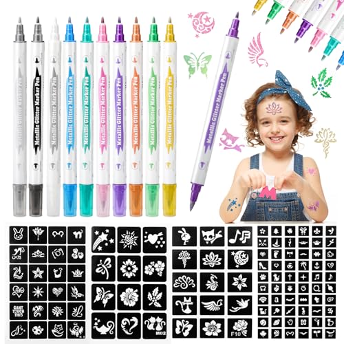 10 Rotuladores Tatuajes Niños, Tatuajes Temporales Niños, Tatoos Temporales Niños, Tatuajes Temporales para Regalo Niña