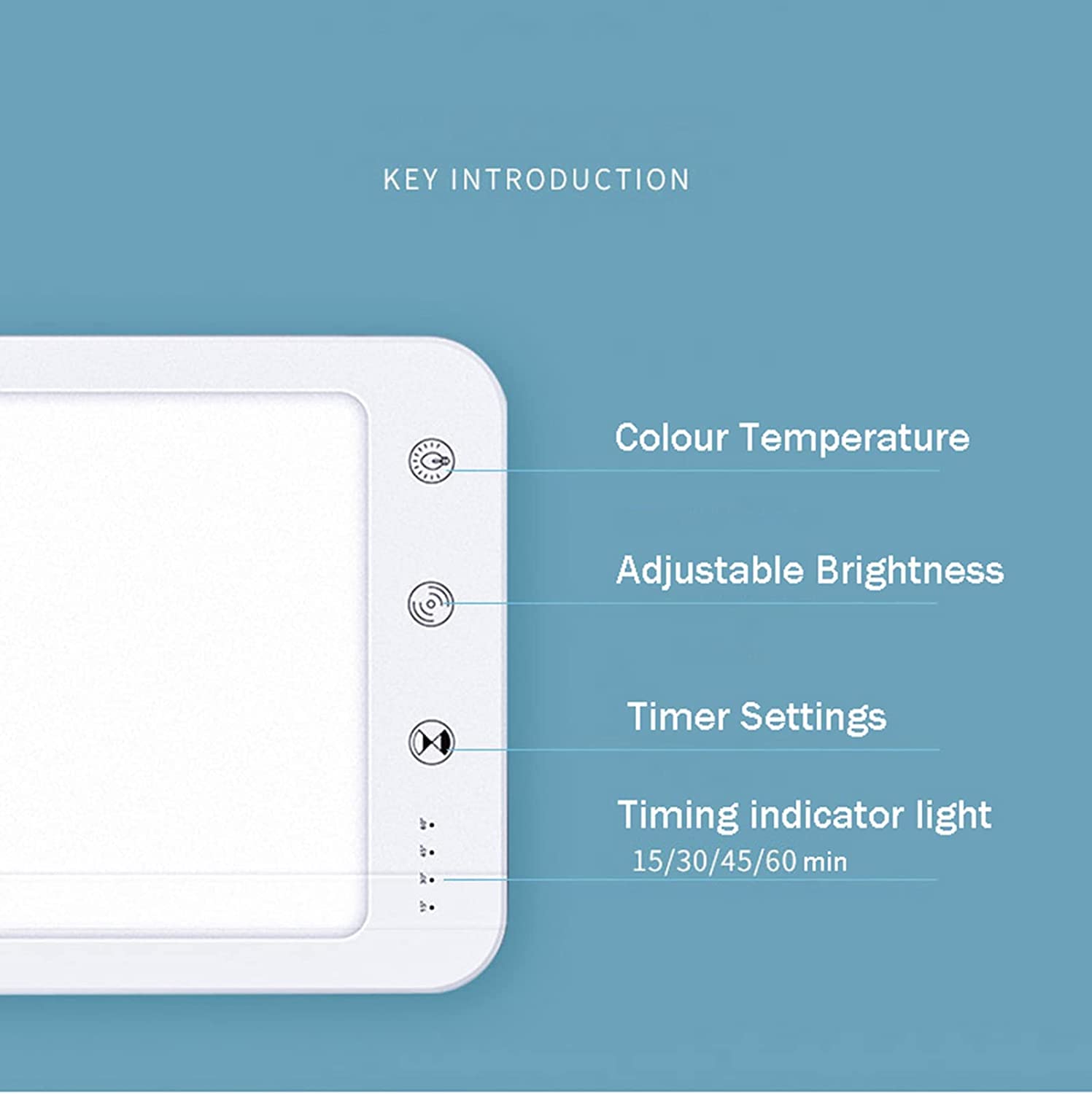Lampe De Luminothérapie, 10000 Lux Lampe SAD, Avec 3 Modes De Couleur 5 Niveaux De Luminosité, ​Avec 4 Fonction De Minuterie Contrôle Tactile Portable Boîte À Lumière Mince,Blanc