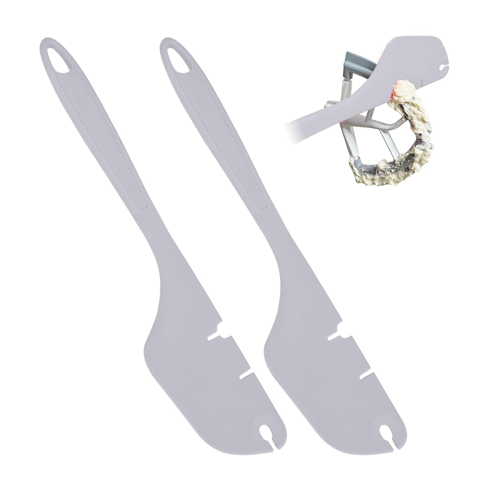 2 Pack Silicone Spatula Mixer Beater Scraper Compatible with Kitchen Aid Stand Mixer Attachments,Works on Flat Beaters, Whisks, Dough Hooks (Black)
