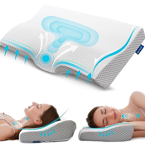 Memory Foam Cervical Pillow For Neck Shoulder Pain Relief Orthopedic Contour Pillow For Sleeping Ergonomic Bed Pillow For Side Sleeper, Back, Stomach Sleeper With Washable Pillowcase #TOP8