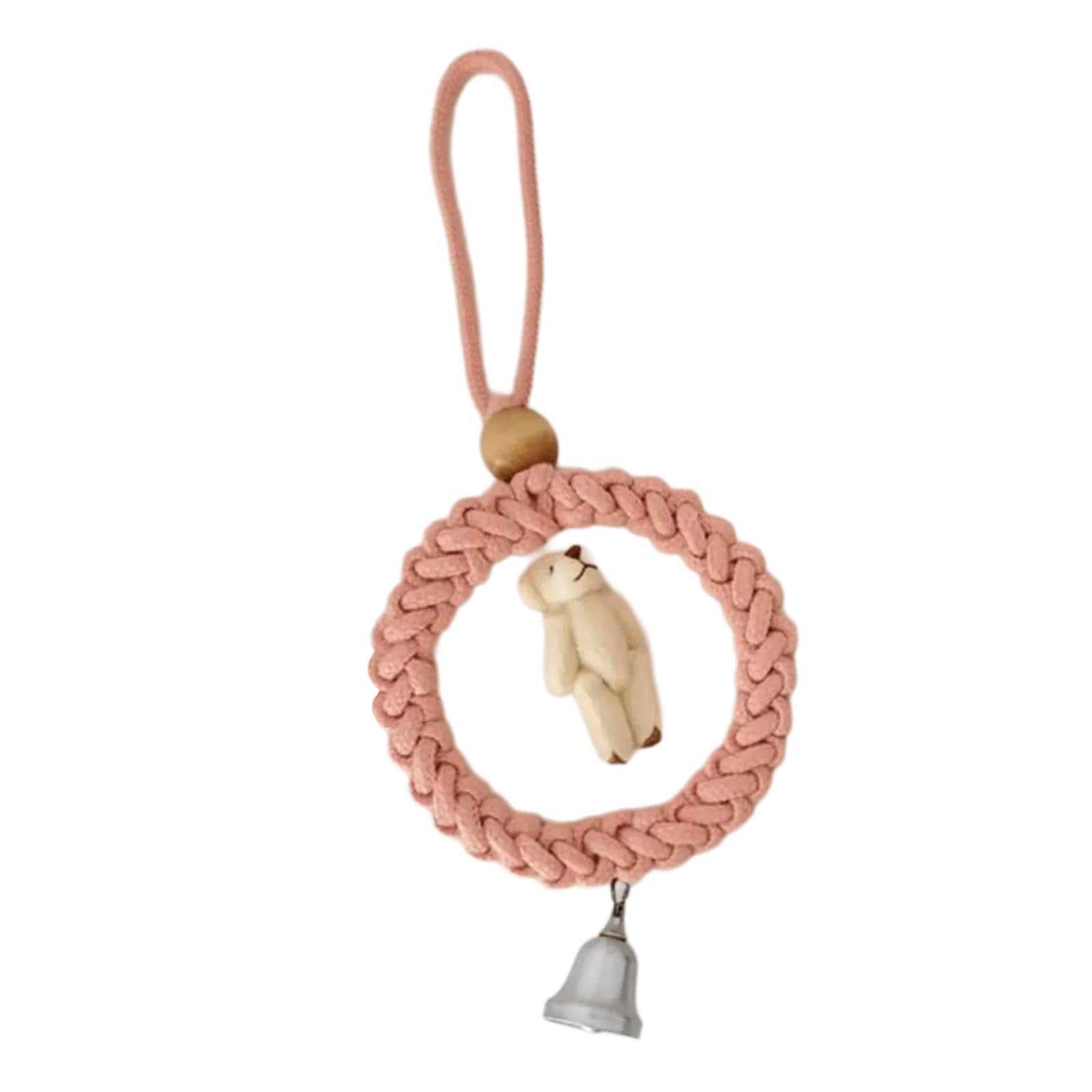 Nordic Lovely Bear Toy Chimes Hanging Bells Handmade Craft Nursery Room Wall Hanging Decoration Baby Room Ornament