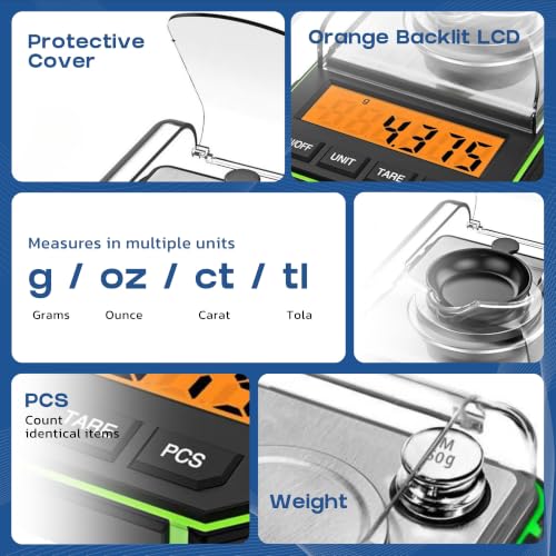 Image of ATOM A208 Digital Pocket Weighing Scale | Small Weight Machine for Jewellery, Gold, Kitchen & Gram Measuring | High Precision with Tare, Unit Conversion & Weighing Pan, LCD Backlit Screen, Pocket Size