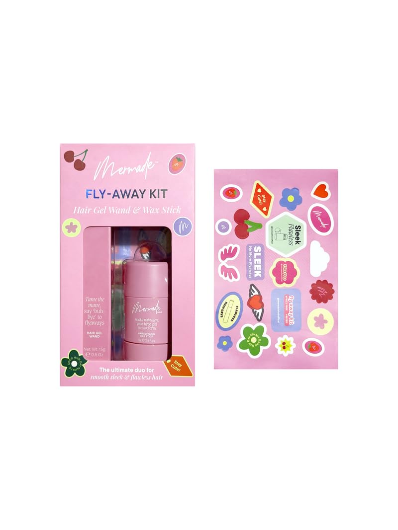 Mermade Hair Fly-Away Kit, Hair Styling Duo, Frizz Control, Smoothing, 15g Gel Wand & 75g Wax Stick