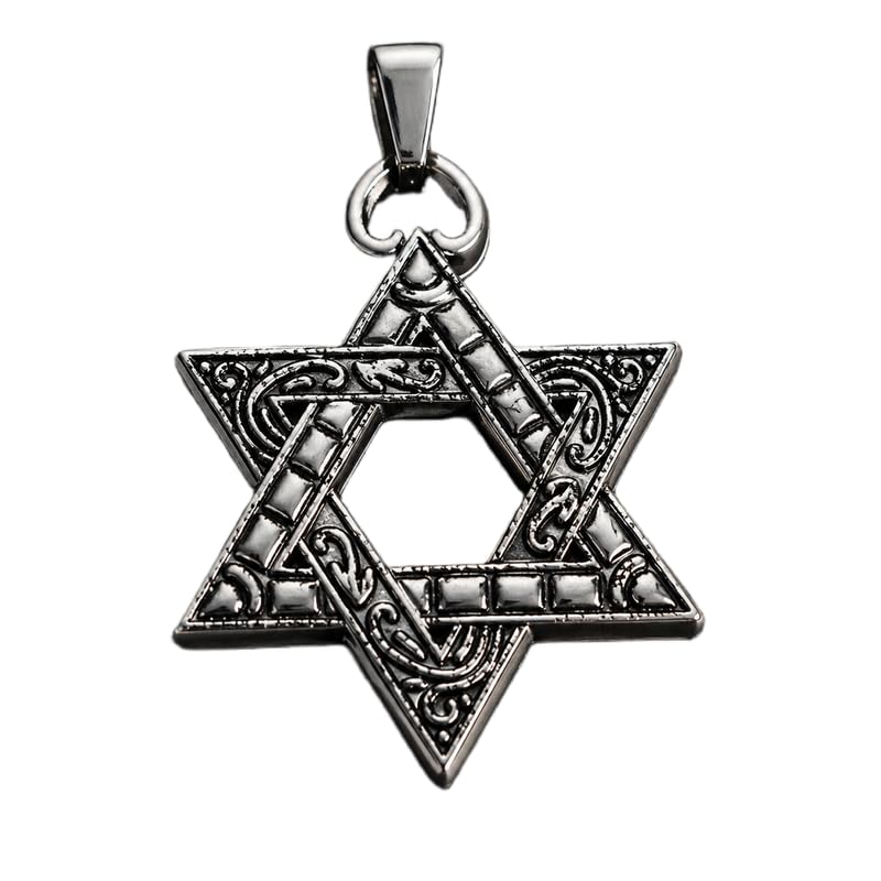 Stainless Steel Star of David Pendant Charm, Hexagram Symbol Pendant, Antique Silver Tone Spiritual Jewelry, Geometric Statement 40x40 mm. RR_CSP_0088-image-39