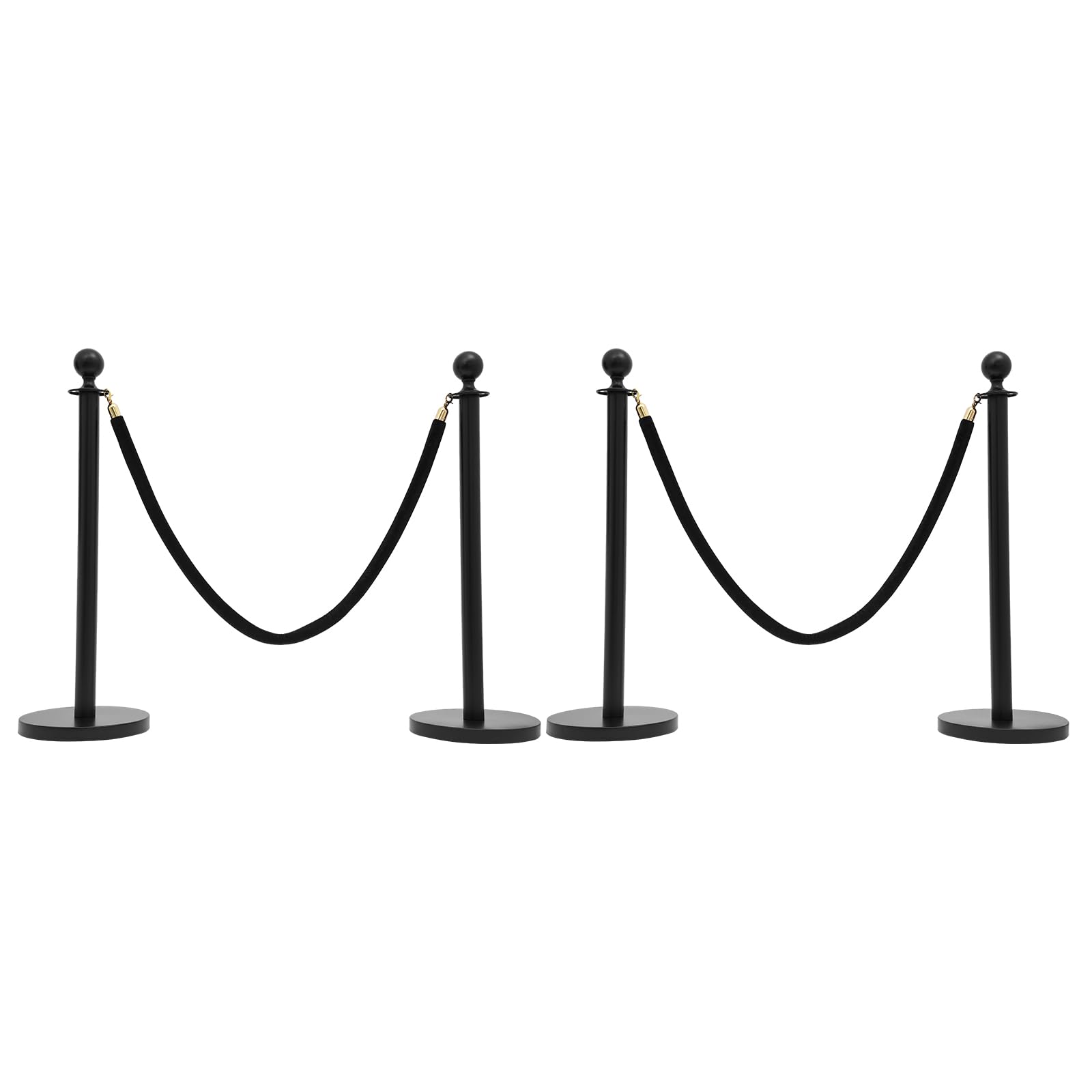 Cone de Signalisation,Lot de 4 Poteaux de Barrière en Plastique Plot de Chantier Profil Réglable Poteau Stationnement Portable avec 2* Longue Chaîne, Jaune+Noir (4 pièces)