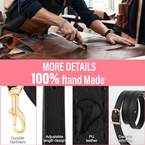 Telooco Verstellbarer Schultergurt Frauen Leder Schulterriemen Trageriemen 105–120 cm Längenverstellbarer Gurt Riemen für Geldbörse Umhängetasche Handtasche (Schwarz)