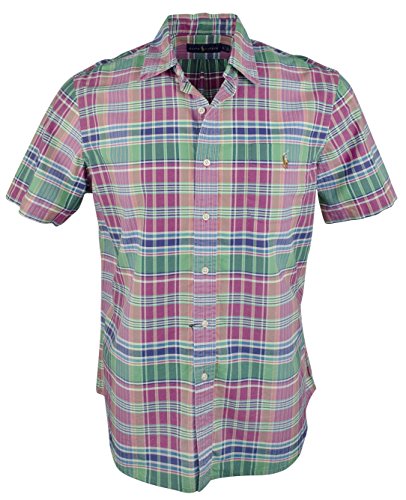 Ralph Lauren Polo Men's Cotton Short Sleeve Plaid Oxford Shirt, Blue/Navy Ralph Lauren Polo Men's Cotton Short Sleeve Plaid Oxford Shirt, Blue/Navy