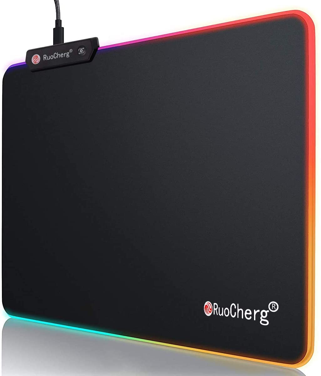 Mouse Mat 300 x 250 x 4 mm, RGB Gaming Mouse Pad, 12 Lighting Effects Office Gaming Mat, Non-Slip Waterproof Rubber Base, Mouse Pad for PC and Gamer