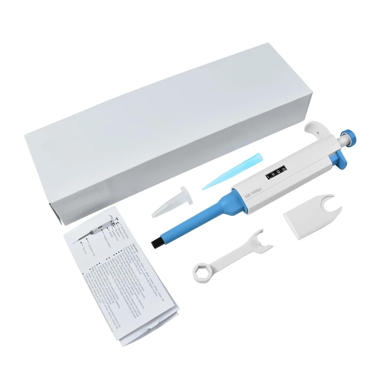 pipeta de Laboratorio, Pipeta automática de Laboratorio, micropipeta Ajustable un Solo Canal, pipeta Transferencia plástico con Puntas(100-1000ul)