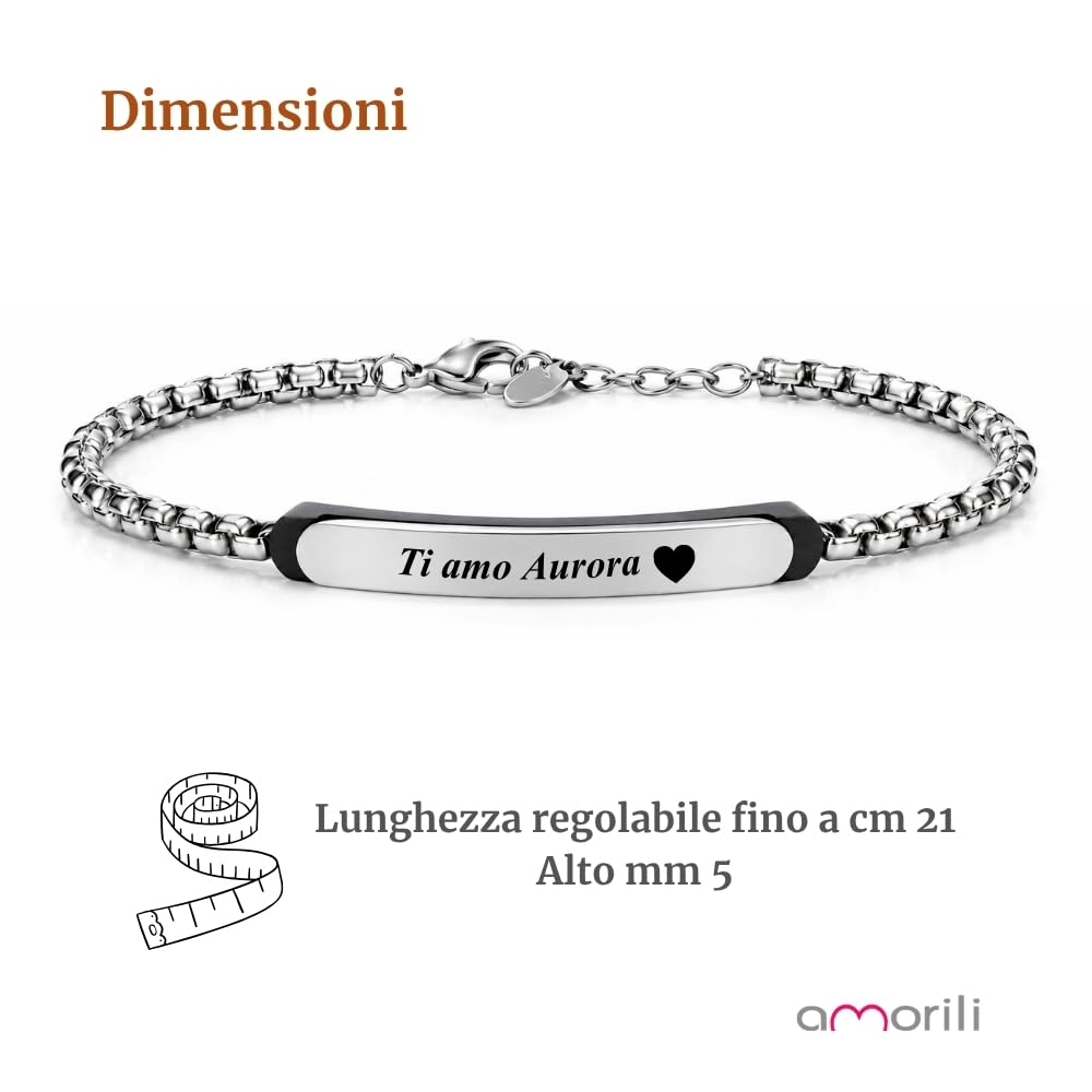Bracciale Uomo Personalizzato Personalizzabile con Incisione in Acciaio Inox – Bracciale Maschile Elegante con Nome Data Frase – Idea Regalo Uomo bcc2912