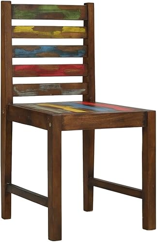 Miniatura 2 de Juego de 2 sillas de comedor vintage de madera recuperada, asientos de cocina rústicos para comedor, diseño ergonómico cómodo