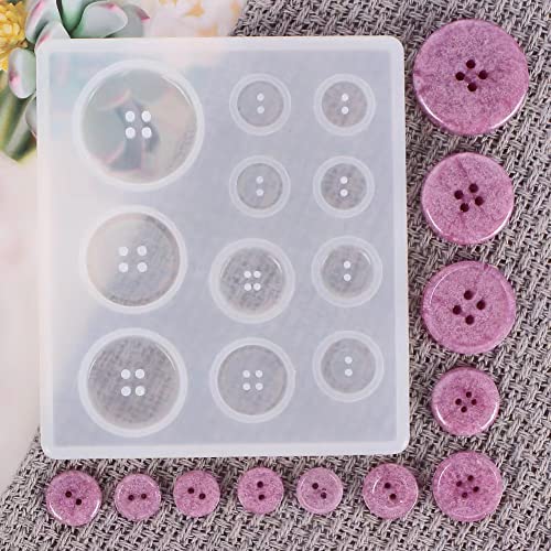 4 Sizes Button Epoxy Mold DIY Resin Casting Silicone Mold, Button Dia. 25mm, 20mm, 15mm, 12mm, 10mm