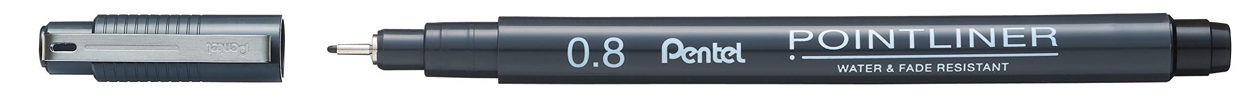 Pentel S20P Pointliner Fibre Tip Pen, Fineliner, 0.8mm Tip, Black ink (Single Pen)