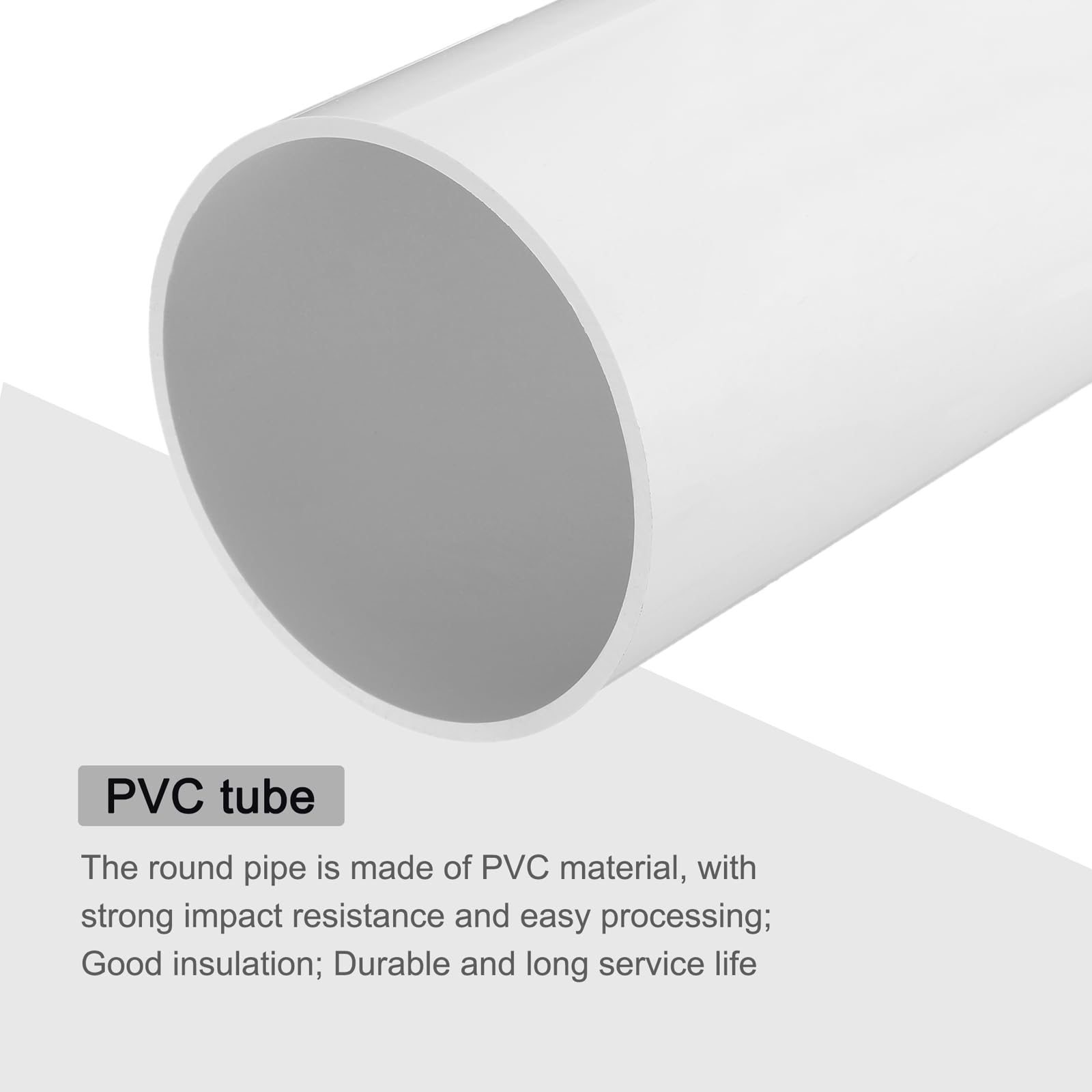 sourcing map Tubo rígido de PVC de 5,5 pulgadas, tubo redondo de 131,4 mm de diámetro interior de 140 mm de diámetro exterior de 35 cm de longitud, color blanco de alto impacto para tubería de agua,
