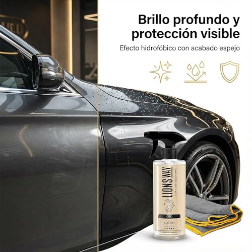 Miniatura 3 de Lionsway: Cera De Carnauba Para Coche 100 Pura. Tratamiento Cerámico E Hidrofóbico Coche Y Moto . Sin Silicona. Cera Líquida Alto Brillo. Sellador De Pintura Exterior Máx. Duración. 500ml Bayeta