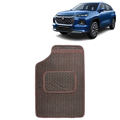 Image of Kingsway Dotted Design Car Floor Foot Mats Universal Fit for Maruti Suzuki Grand Vitara, Model Year : 2022 Onwards, Water and Dustproof, Color Brown, Set of 5 Pieces