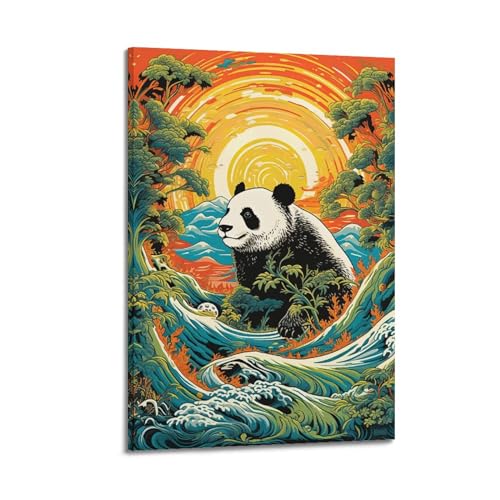 Cadeau ideal peinture panda vintage GEAD tableau mignon pour surprendre vos proches