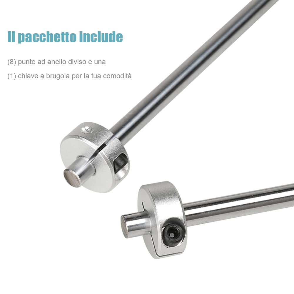 Set di 8 Punte Profondità Anello Posizionatore,Stop di Profondità Trapano,Con Chiave Esagonale, Collare di Arresto Profondità per la Lavorazione del Legno