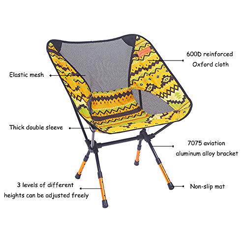 Chaise pliante camping réglable et portative avec sac randonnée
