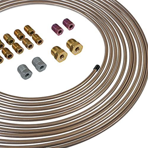 4Lifetimelines True Copper-Nickel Alloy Non-Magnetic, Brake Line Tubing Coils And Fittings, 4 Kits, 3/16 X 25 #TOP4