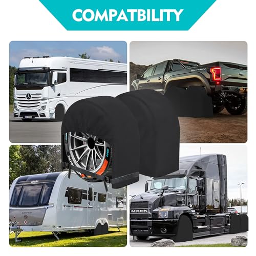 Image of K-Musculo RV Tire Covers 2-Pack, 5 Layer Nonwoven Waterproof Wheel Covers for RV Wheel Travel Trailer Camper Truck SUV, Fit 30-32 Inch Tire Diameter (Black)