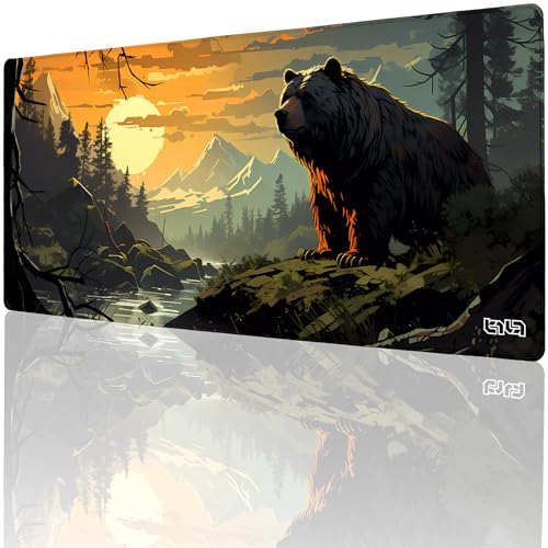 Tapis de souris gamer XXL 90x40 cm Tilt Bear Forest pour clavier