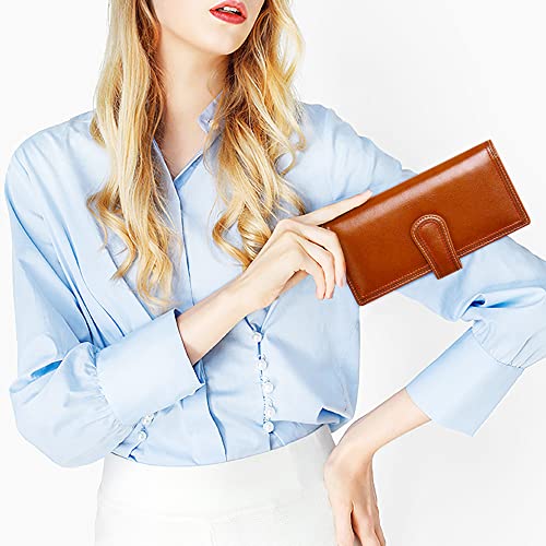 Youbdm Leather Wallets For Women Large Capacity Credit Card Holder Ladies Travel Clutch Purse Bifold Oil Wax Wallet With Zipper Pocket #TOP5