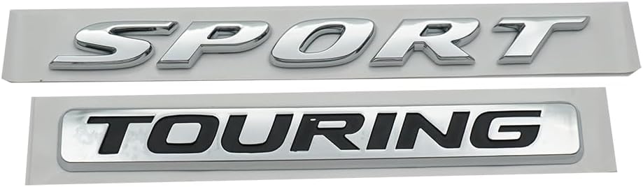 2Pc Sport Touring Rear Trunk Letter Logo Badge Emblem Nameplate (Silver Black)