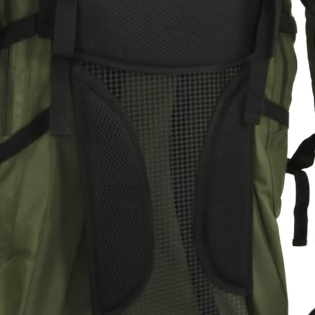 Plecak turystyczny 60 l, zieleń wojskowa, wytrzymały plecak trekkingowy z tkaniny Oxford 900D z metalowym stelażem, na kemping, wędrówki i przygody na świeżym powietrzu, zielony (Grün 2), L