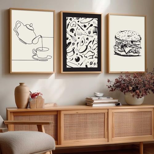 Image of HOTHOUSE Kitchen poster With Frame For Living Room Bed Room Hotel Wall Decor Digital Reprint engineered wood Set of 3 (10X13 inch)