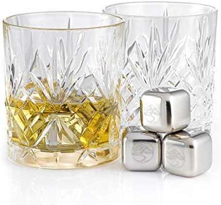 Luxury Whisky Stones Gift Set by Lillywhite & Brown | 8 Premium Stainless Steel Ice Cubes | Reusable Cooling Rocks for Chilling Whiskey | Gift for Men